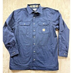 Carhartt Rugged Flex Canvas Lined Shirt Jacket Navy 104146 412 XL Tall